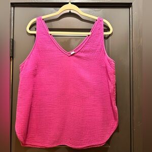 Old Navy Pink Crinkle Cotton Gauze Tank Top